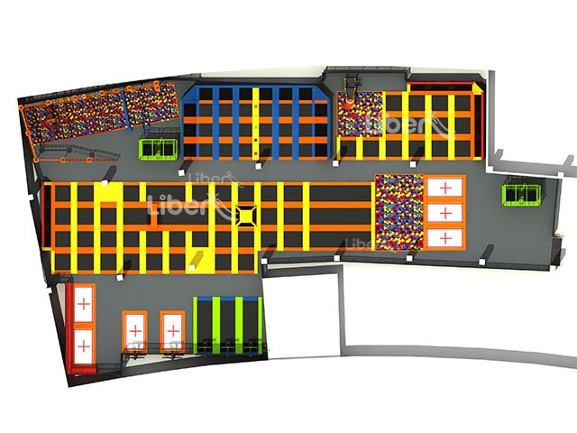 Large According to Room Size Trampoline Park Design